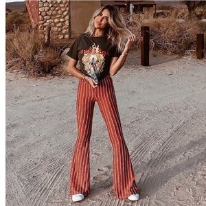 Vintage Red Stripe Bell Bottom Flare Pants